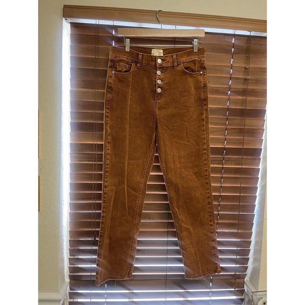 Portsaid Jeans Size 29 Womens‎ Caramel Rust Button Fly, Straight Fringe